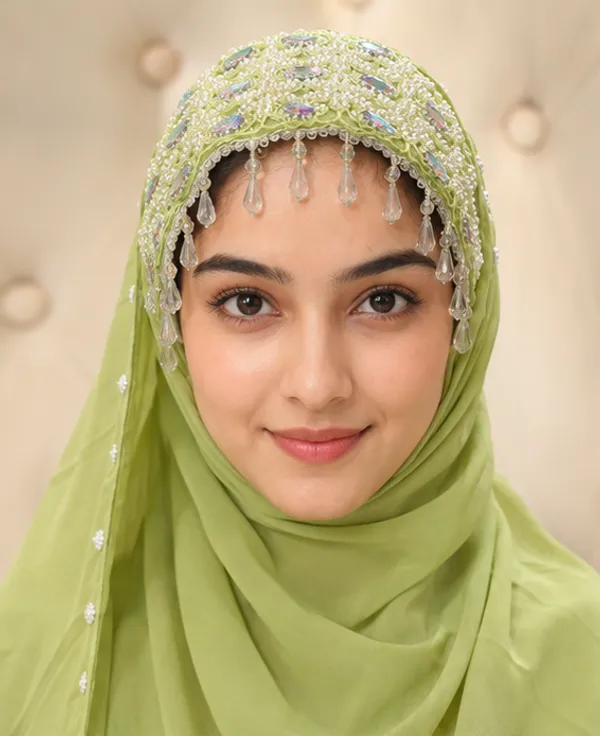 FAHAARI_Premium_Green_Chain_Work_Georgette_Hijab_for_Women