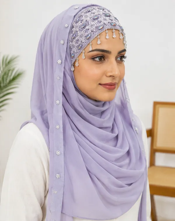 FAHAARI_Premium_Lavender_Embroidery_&_Diamond_Work_Georgette_Hijab_for_Women