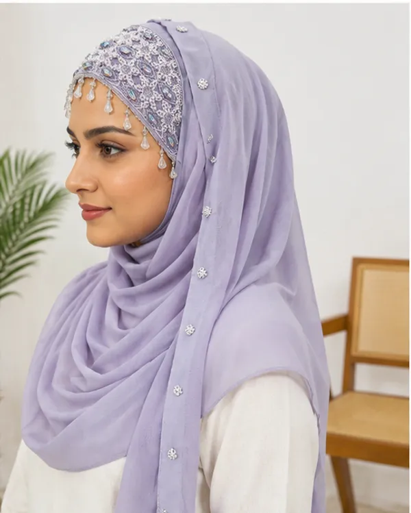 FAHAARI_Premium_Lavender_Embroidery_&_Diamond_Work_Georgette_Hijab_for_Women