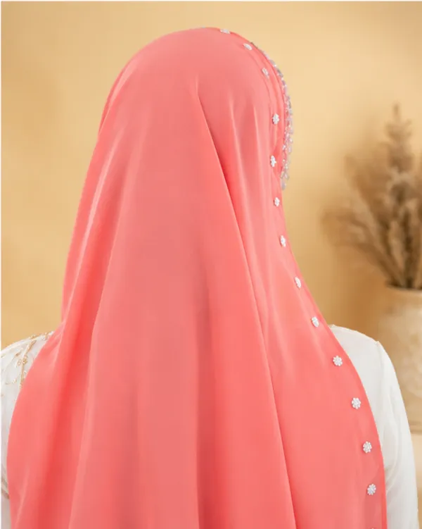 FAHAARI_Premium_Peach_Embroidery_&_Diamond_Work_Georgette_Hijab_for_Women