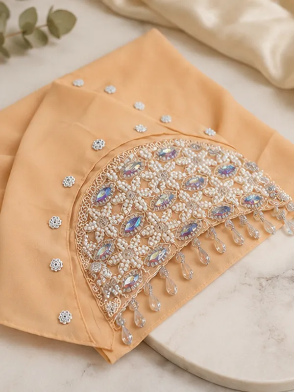 FAHAARI_Premium_Soft_Peach_Embroidery_&_Diamond_Work_Georgette_Hijab_for_Women
