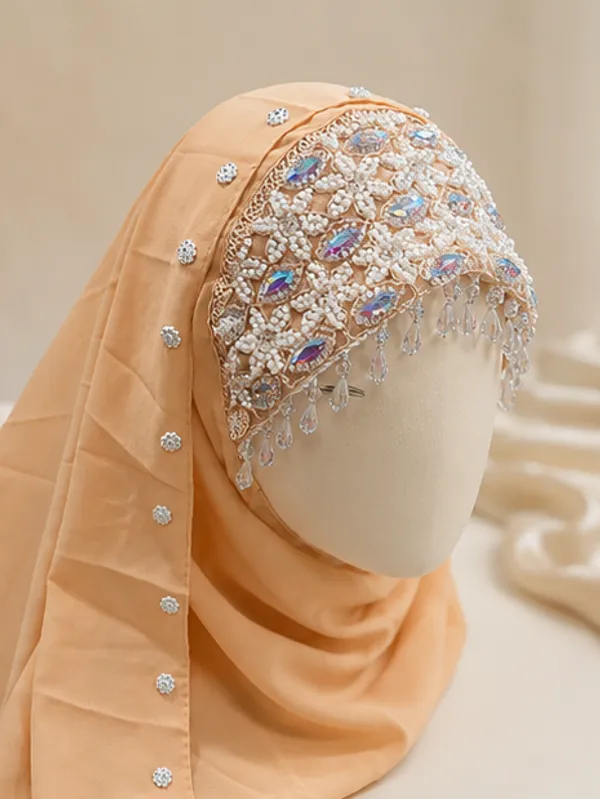 FAHAARI_Premium_Soft_Peach_Embroidery_&_Diamond_Work_Georgette_Hijab_for_Women