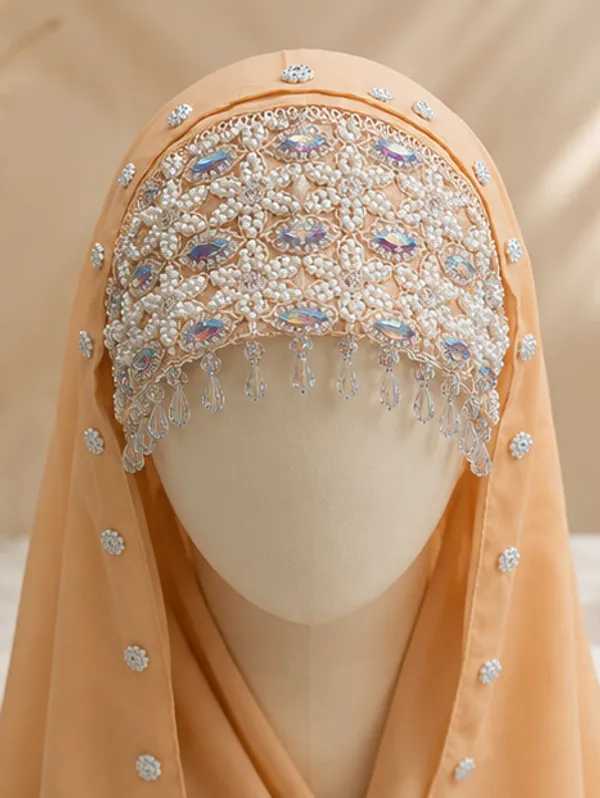 FAHAARI_Premium_Soft_Peach_Embroidery_&_Diamond_Work_Georgette_Hijab_for_Women