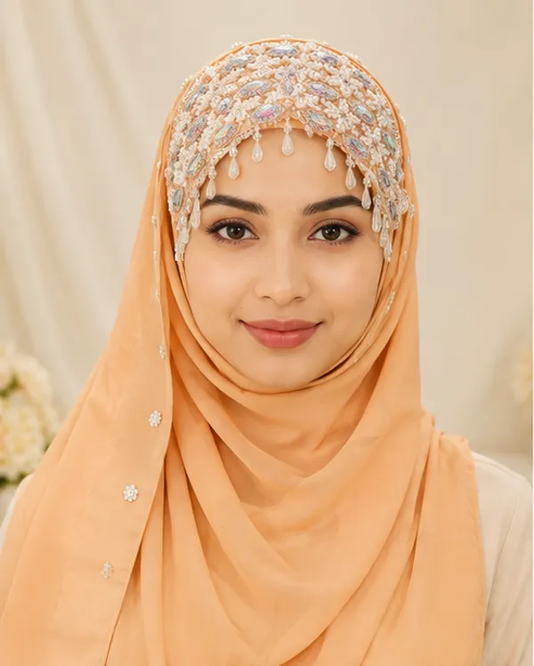 FAHAARI_Premium_Soft_Peach_Embroidery_&_Diamond_Work_Georgette_Hijab_for_Women