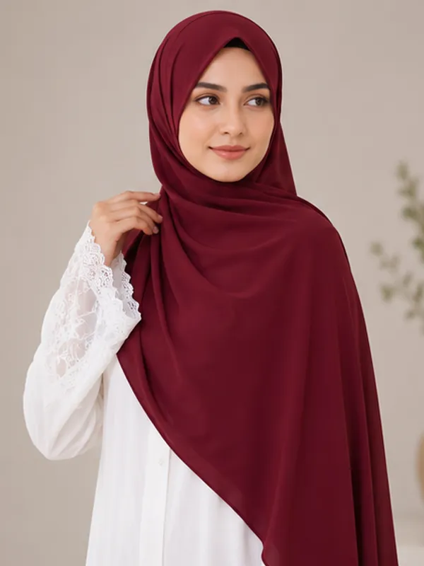 FAHAARI_Premium_Plain_Maroon_Georgette_Hijab_for_Women_&_Girls_|_Soft_Lightweight_Islamic_Head_Scarf_|_Free_Size_|_Daily,_Casual_&_Party_Wear