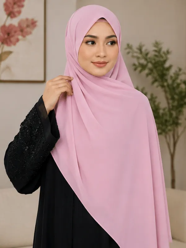 FAHAARI_Premium_Plain_Pink_Georgette_Hijab_for_Women_&_Girls_|_Soft_Lightweight_Islamic_Head_Scarf_|_Free_Size_|_Daily,_Casual_&_Party_Wear