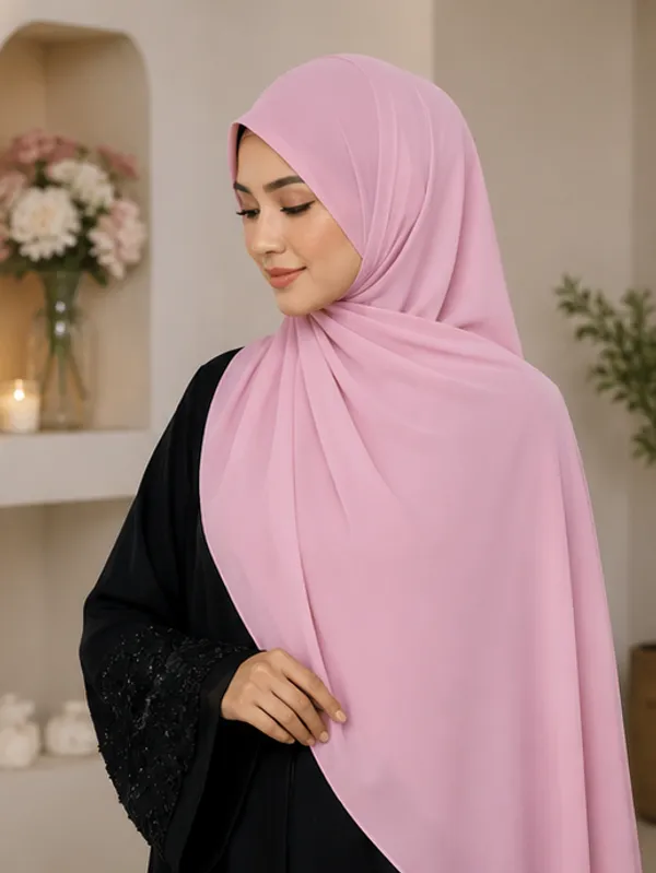 FAHAARI_Premium_Plain_Pink_Georgette_Hijab_for_Women_&_Girls_|_Soft_Lightweight_Islamic_Head_Scarf_|_Free_Size_|_Daily,_Casual_&_Party_Wear