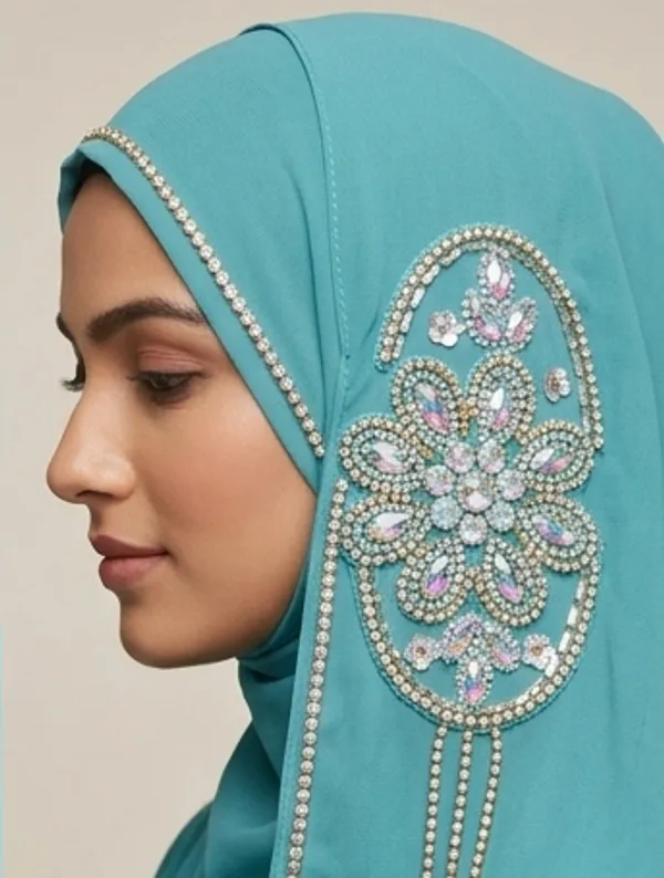 FAHAARI_Luxury_Embroidered_Georgette_Hijab_with_Diamond_Work