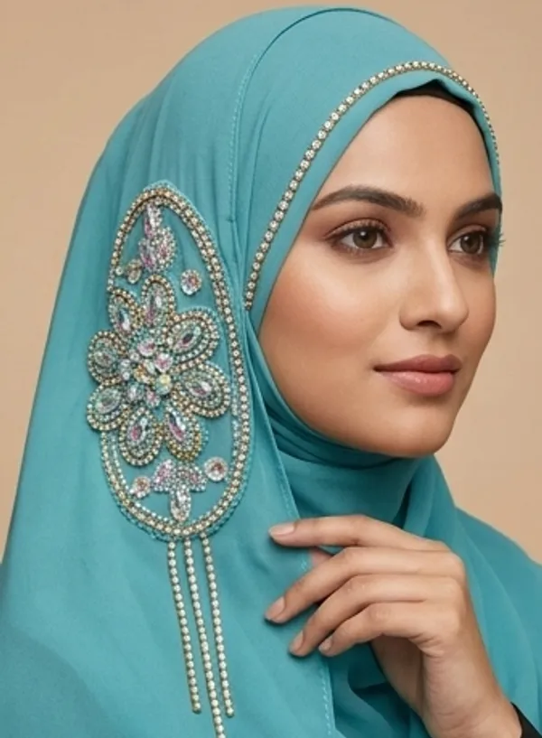 FAHAARI_Luxury_Embroidered_Georgette_Hijab_with_Diamond_Work