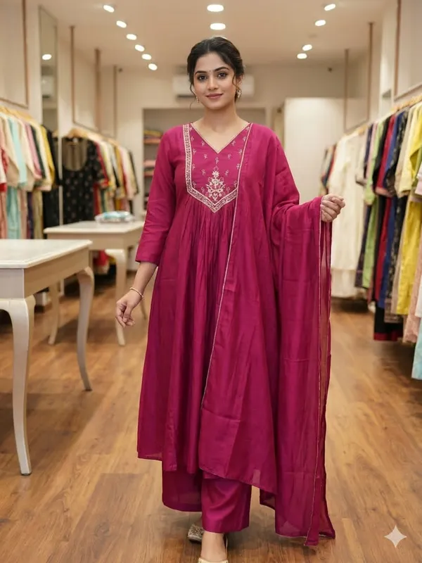 Magenta_Embroidered_Anarkali_Suit_Set_For_Women
