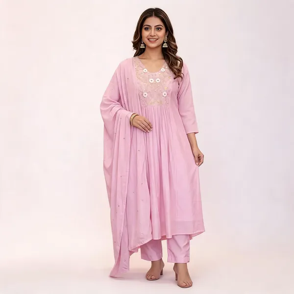 Pink_Embroidered_Flared_Anarkali_Kurta_Set_For_Women