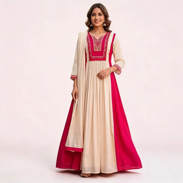 Cream_Embroidered_Flared_Anarkali_Kurta_For_Women