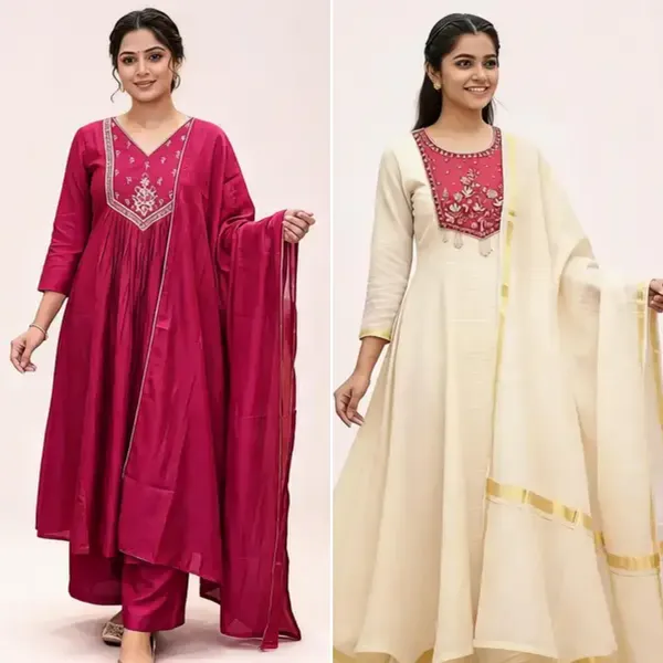 Magenta_&_Cream_Embroidered_Flared_Anarkali_Suit_Set_For_Women_(Combo_Of_2)