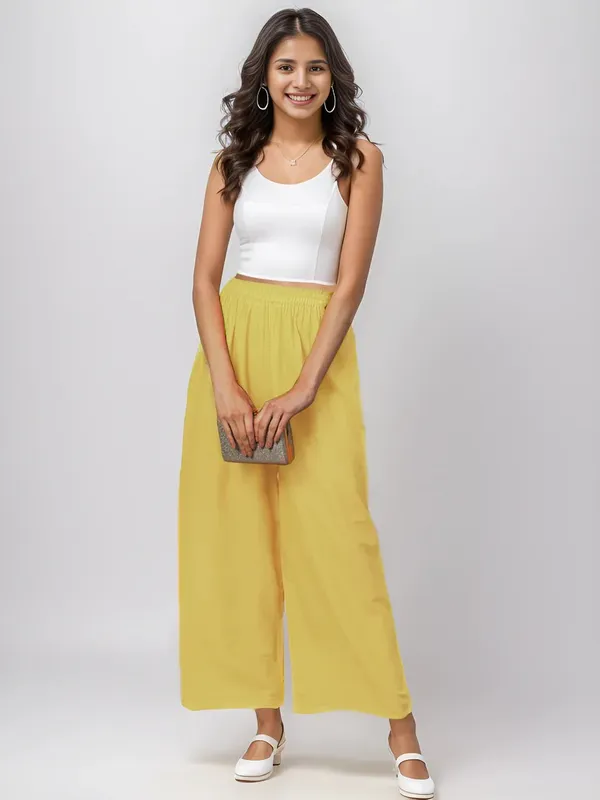 Yellow_Wide_Leg_Pants_for_Women