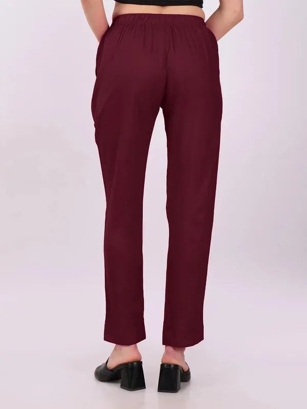 Burgundy_Straight_Fit_Pants_for_Women