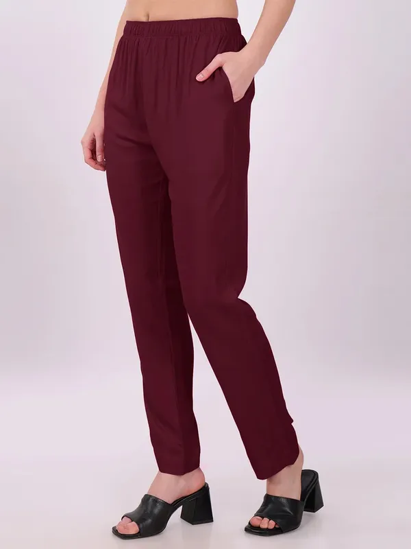 Burgundy_Straight_Fit_Pants_for_Women