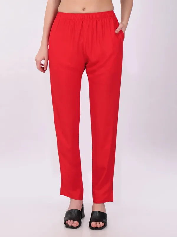 Red_Straight_Fit_Pants_for_Women