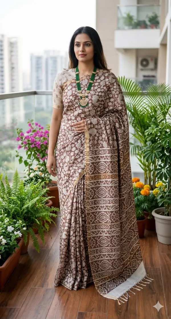 malwari_tussar_Kalamkari_print_saree