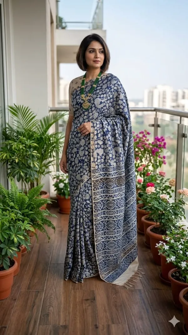 malwari_tussar_Kalamkari_print_saree