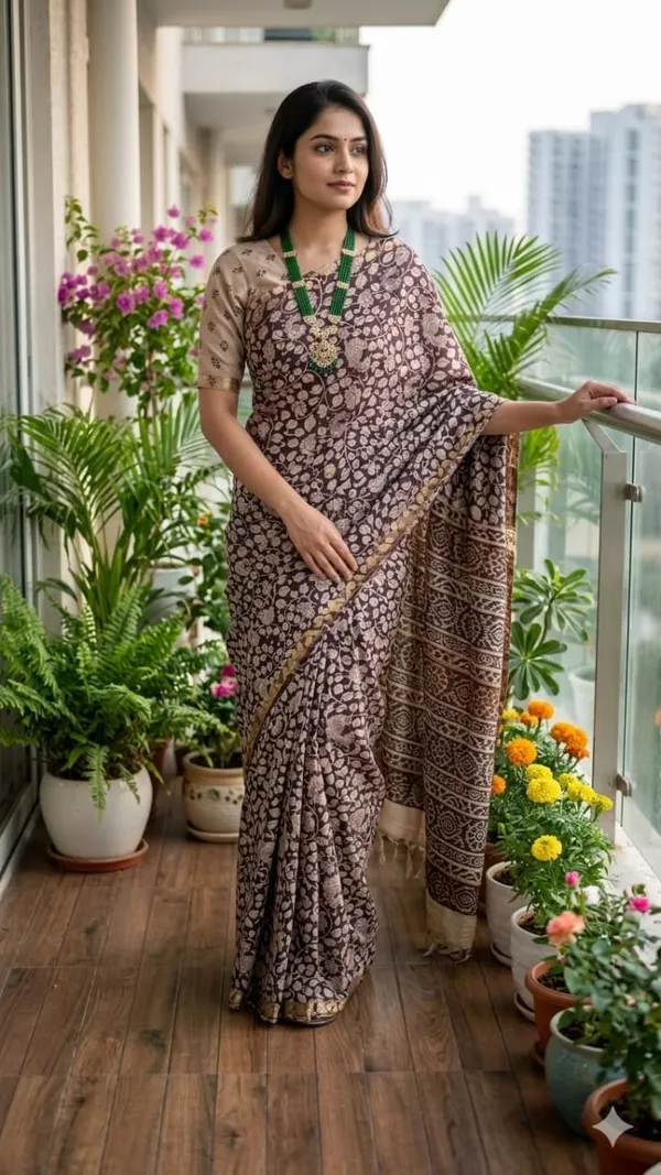 malwari_tussar_Kalamkari_print_saree