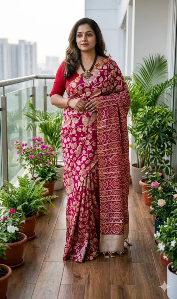 malwari_tussar_Kalamkari_print_saree