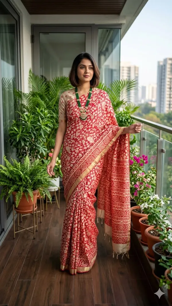 malwari_tussar_Kalamkari_print_saree