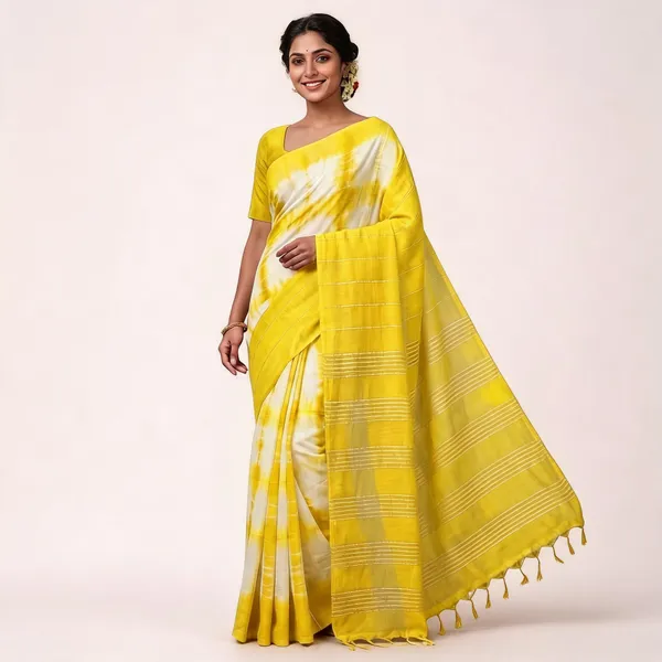 Yellow_Malwari_Cotton_Shibori_Saree_For_Women
