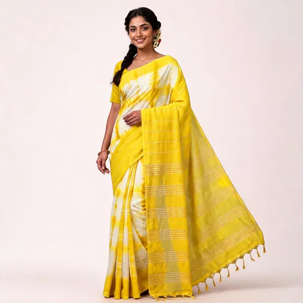 Yellow_Malwari_Cotton_Shibori_Saree_For_Women