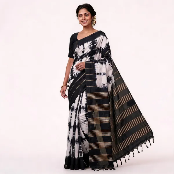 Black_And_White_Malwari_Cotton_Shibori_Saree_For_Women