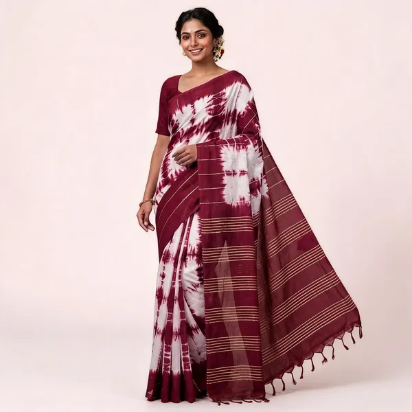 Maroon_And_White_Malwari_Cotton_Shibori_Saree_For_Women