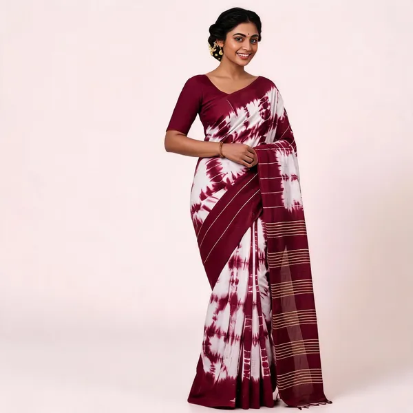 Maroon_And_White_Malwari_Cotton_Shibori_Saree_For_Women