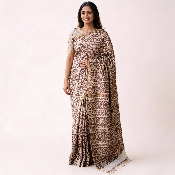 Brown_Pure_Malwari_Cotton_Kalamkari_Print_Saree_For_Women