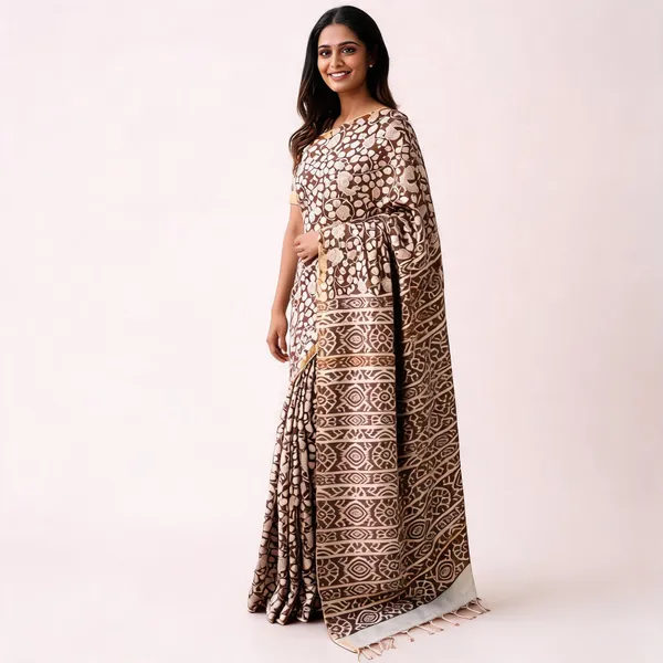 Brown_Pure_Malwari_Cotton_Kalamkari_Print_Saree_For_Women