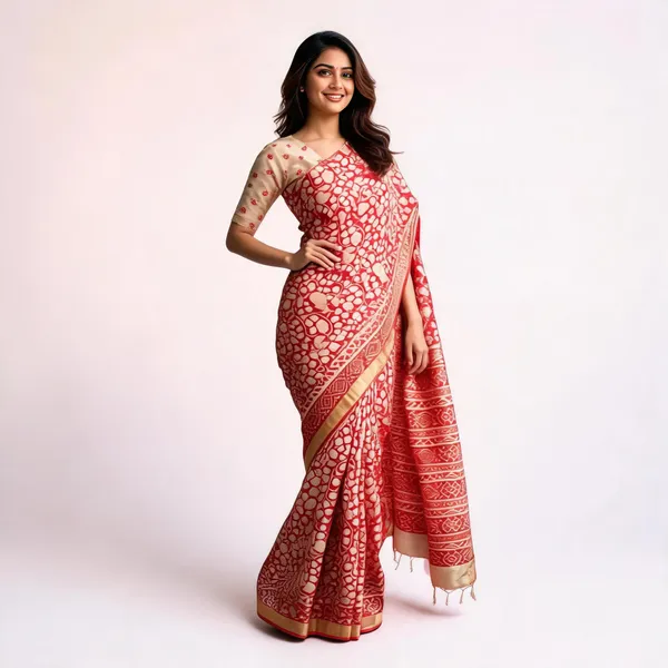 Red_Pure_Malwari_Cotton_Kalamkari_Print_Saree_For_Women
