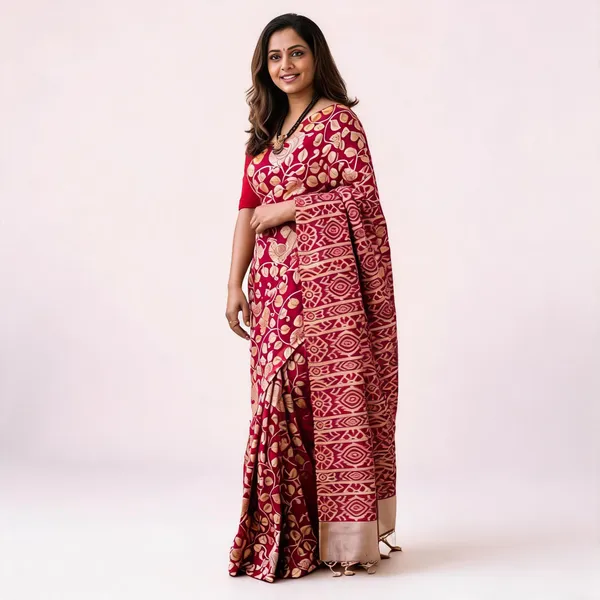 Maroon_Pure_Malwari_Cotton_Kalamkari_Print_Saree_For_Women