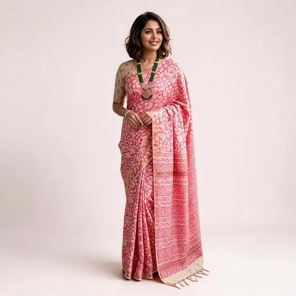 Pink_Pure_Malwari_Cotton_Kalamkari_Print_Saree_For_Women