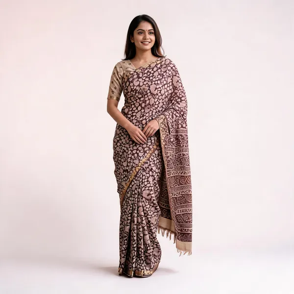 Brown_Pure_Malwari_Cotton_Kalamkari_Print_Saree_For_Women