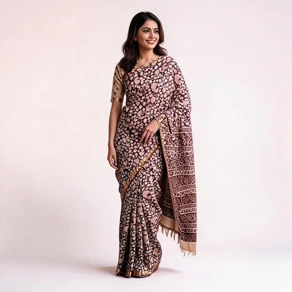 Brown_Pure_Malwari_Cotton_Kalamkari_Print_Saree_For_Women