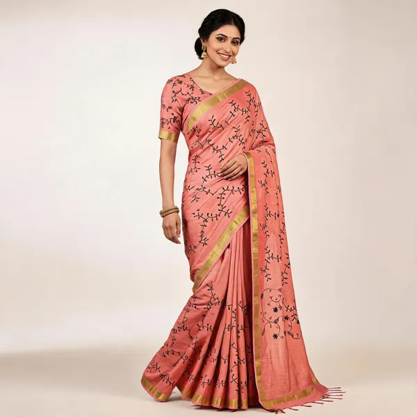 Peach_Kota_Silk_Embroidery_Saree_For_Women