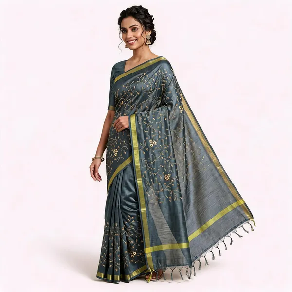 Grey_Kota_Silk_Embroidery_Saree_For_Women