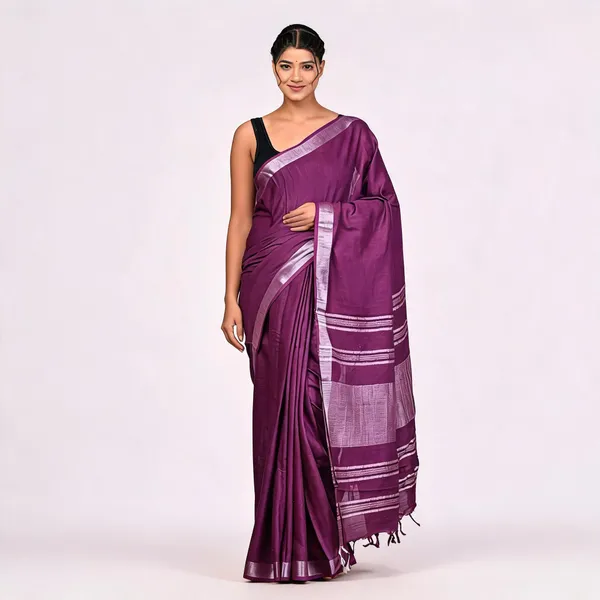 Purple_50%_Cotton_And_50%_Linen_Saree_For_Women
