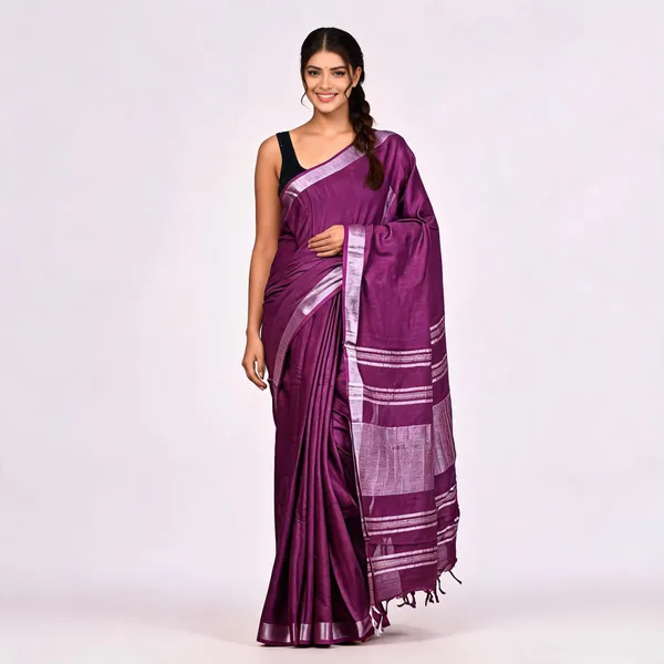 Purple_50%_Cotton_And_50%_Linen_Saree_For_Women