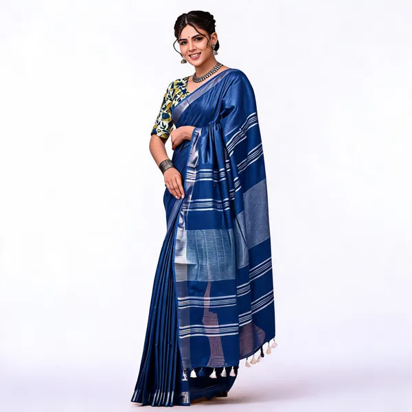 Blue_50%_Cotton_And_50%_Linen_Saree_For_Women