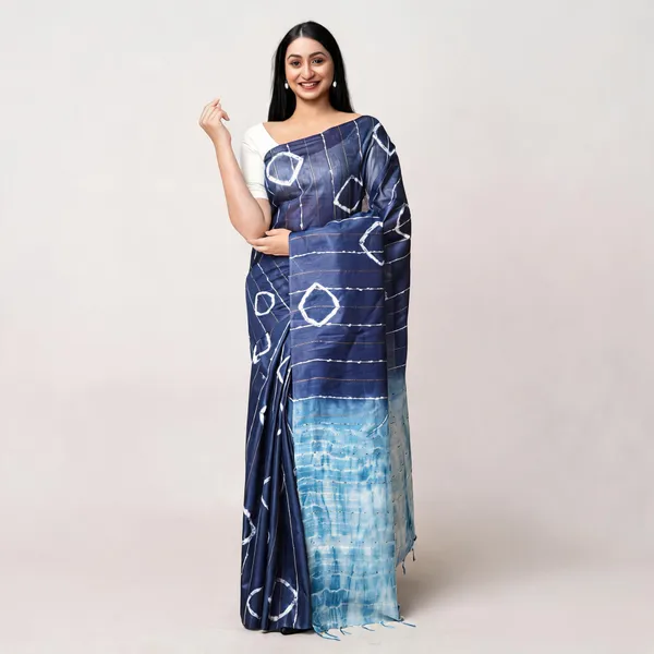Blue_Katan_Staple_Shibori_Saree_For_Women
