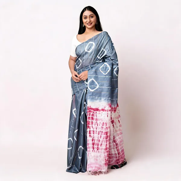 Grey_Katan_Staple_Shibori_Saree_For_Women