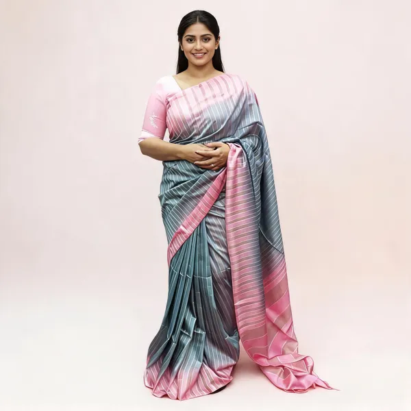 Multicolor_Bhagalpuri_Stripe_Silk_Saree_For_Women