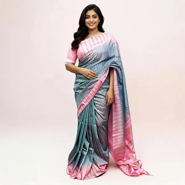 Multicolor_Bhagalpuri_Stripe_Silk_Saree_For_Women