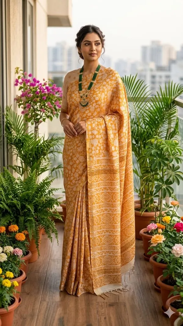 malwari_tussar_Kalamkari_print_saree