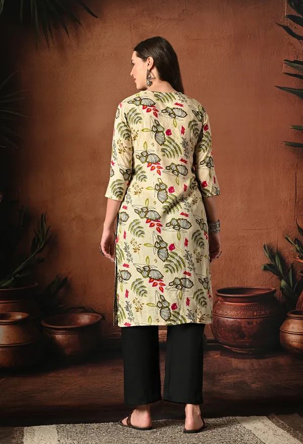 Cream_Rayon_Straight_Floral_Print_Kurta_For_Women