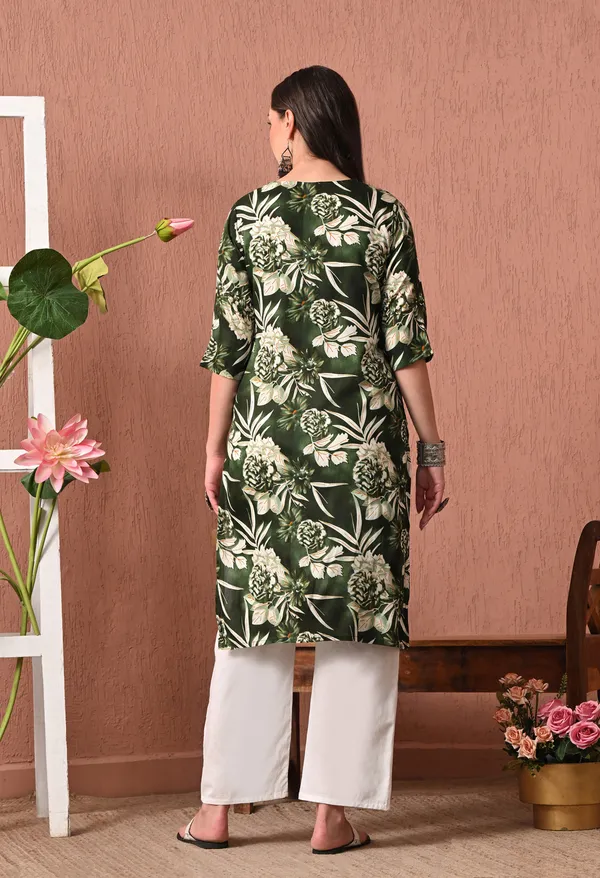 Dark_Green_Rayon_Straight_Floral_Print_Kurta_For_Women